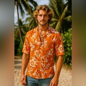 Vintage 70’s Polynesian Bazaar Men's Hawaiian Button Up Shirt